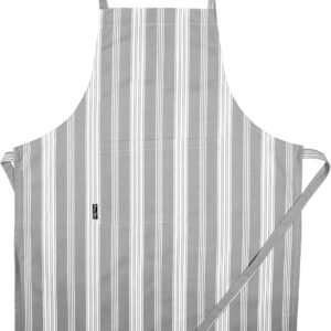 AMOUR INFINI Cotton Striped Aprons for Women with Pockets - Adjustable Strap and Waist Ties Printed Apron for Baking, Cooking, Gardening (27.5 x 33 Inches - Gray)