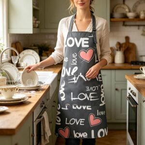 Apron For Women Kitchen Apron- With Pockets, Waterproof Cooking Aprons, Neck Bib Apron For Baking Cleaning Home Use