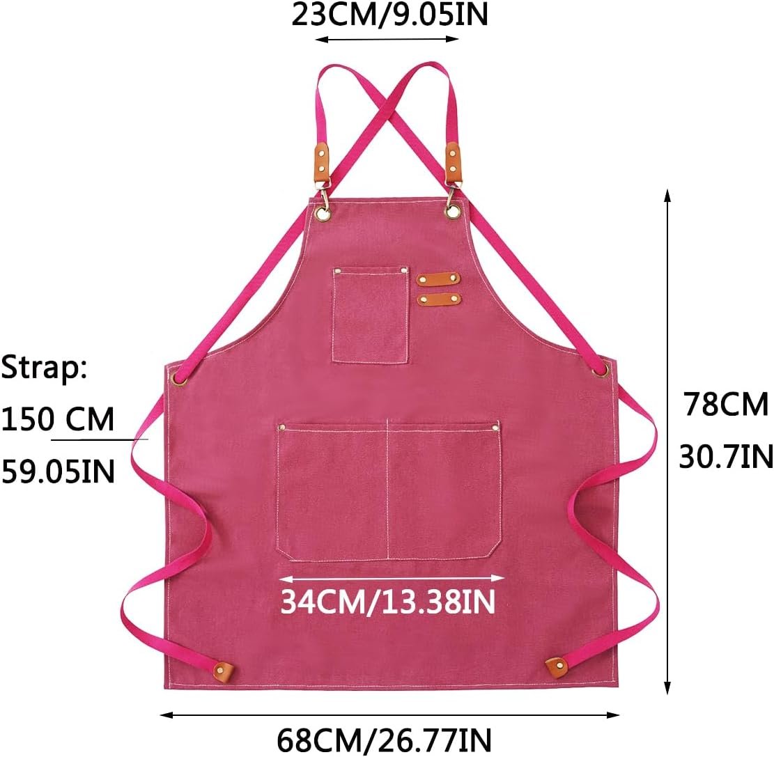 Aprons For Women Men With Pockets 2 Pcs,Kitchen Waterproof Hair Stylist Linen Bbq Tool Canvas For Adults Apron - Image 2