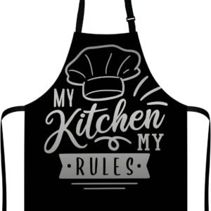 Be Quote about Cooking Kitchen Apron for Men Women, My Kitchen my Rules Adjustable Bib Apron Kitchen Cooking Baking Gardening Apron for Women Men