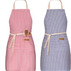 BeLuyi 2 Pack Adjustable Bib Apron with 2 Pockets Chef Cooking Kitchen Restaurant Aprons for Women Men