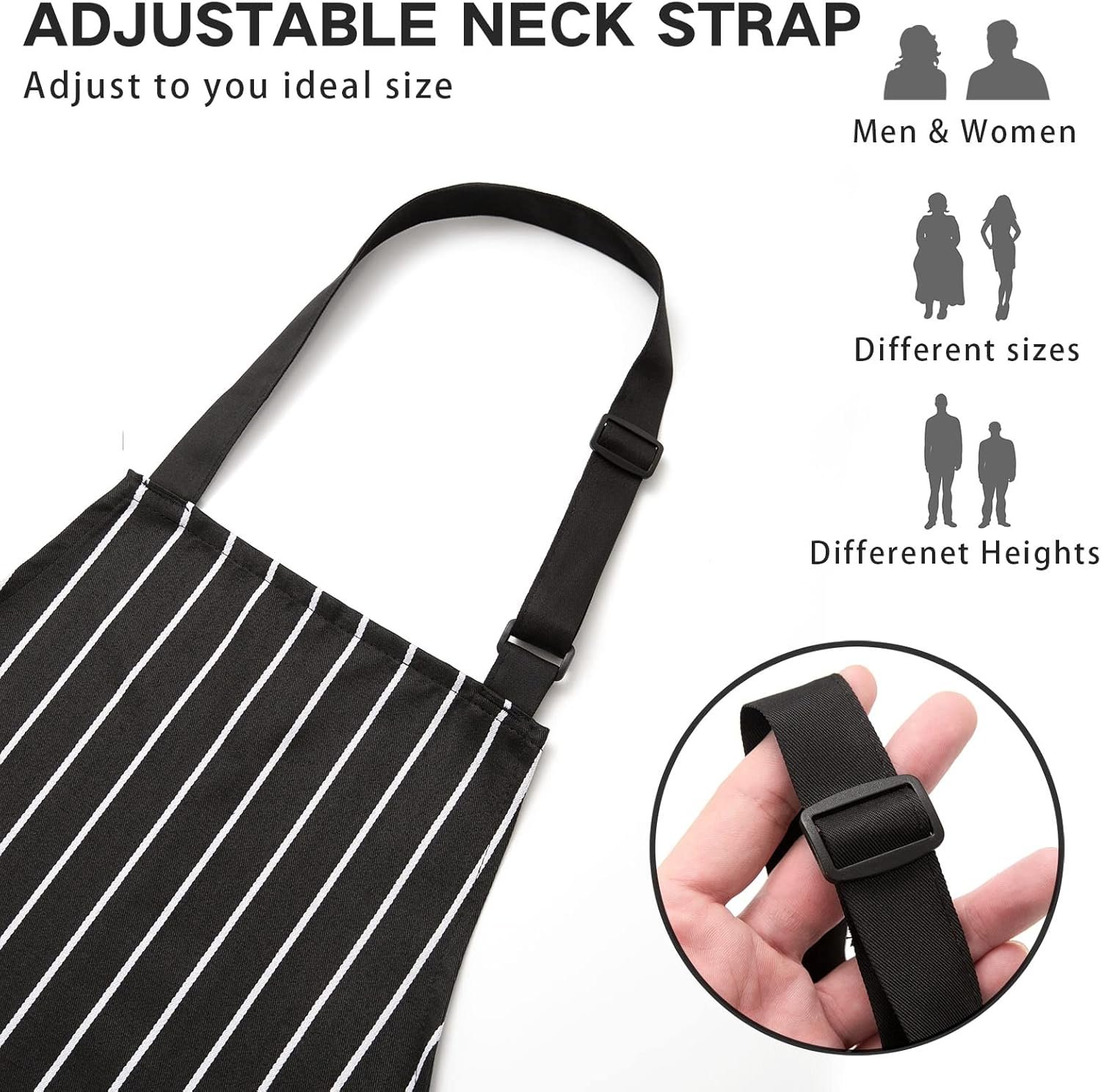 BeLuyi Adjustable Bib Apron with 2 Pockets Chef Cooking Kitchen Restaurant Aprons for Women Men - Image 2