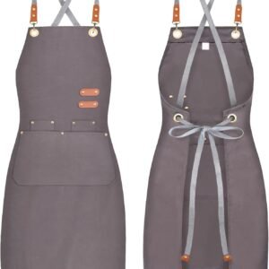 BeLuyi chef apron bib tool apron for man woman cross back straps with 4 pockets for kitchen cooking gardening baking working