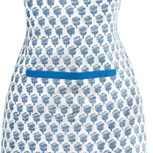 CPC Cotton Floral Kitchen Apron for women with Pocket and Adjustable Neck Ties. Apron for Women Men Chef-Hand Block Printed