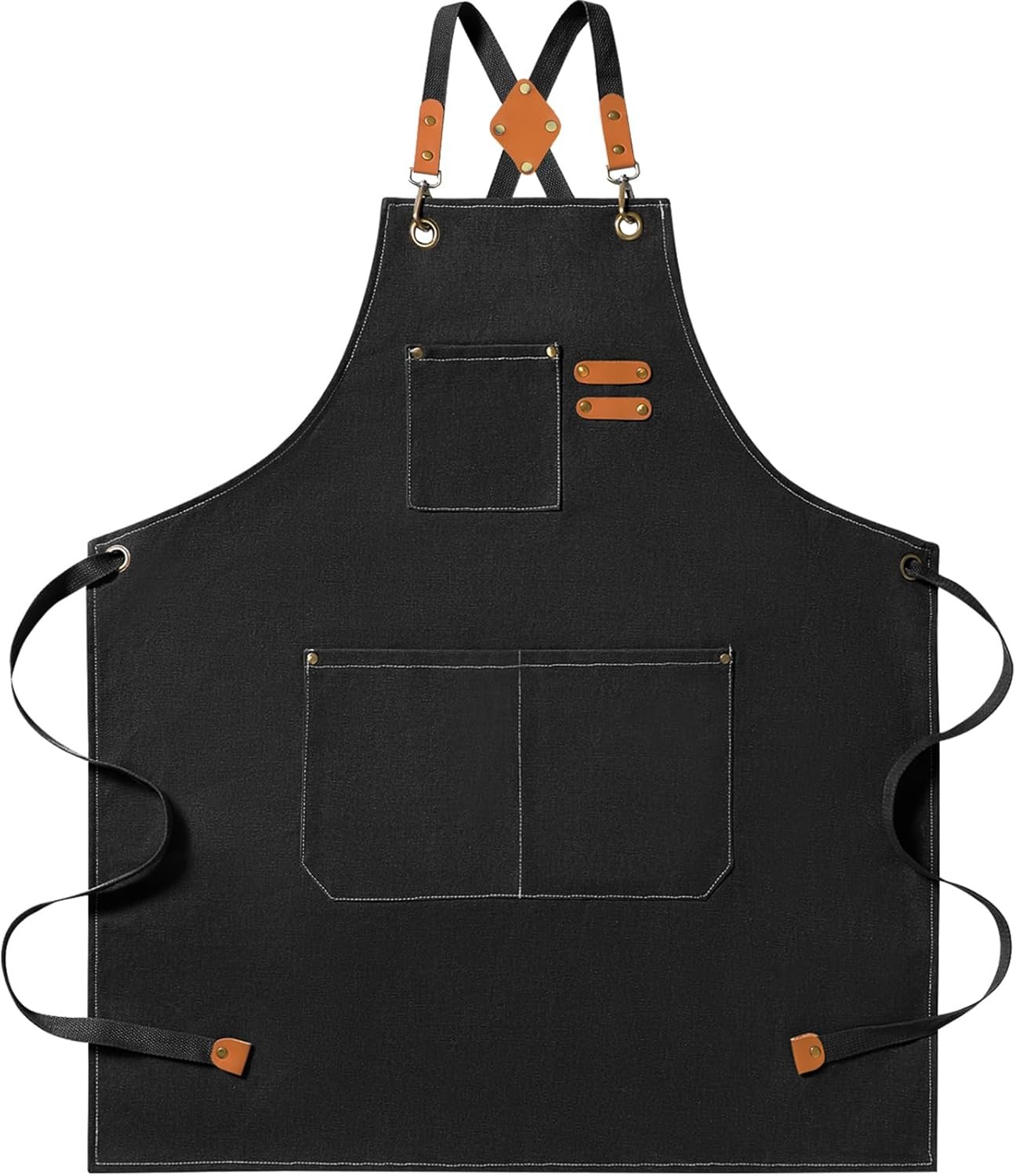 Chef Aprons for Men Women with Large Pockets Heavy Duty Cotton Canvas Cross Back Apron