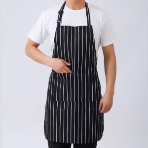 Classic Striped Bib Apron with Pockets Adjustable Waterproof Machine Washable Apron for Kitchen Crafting with Back Straps