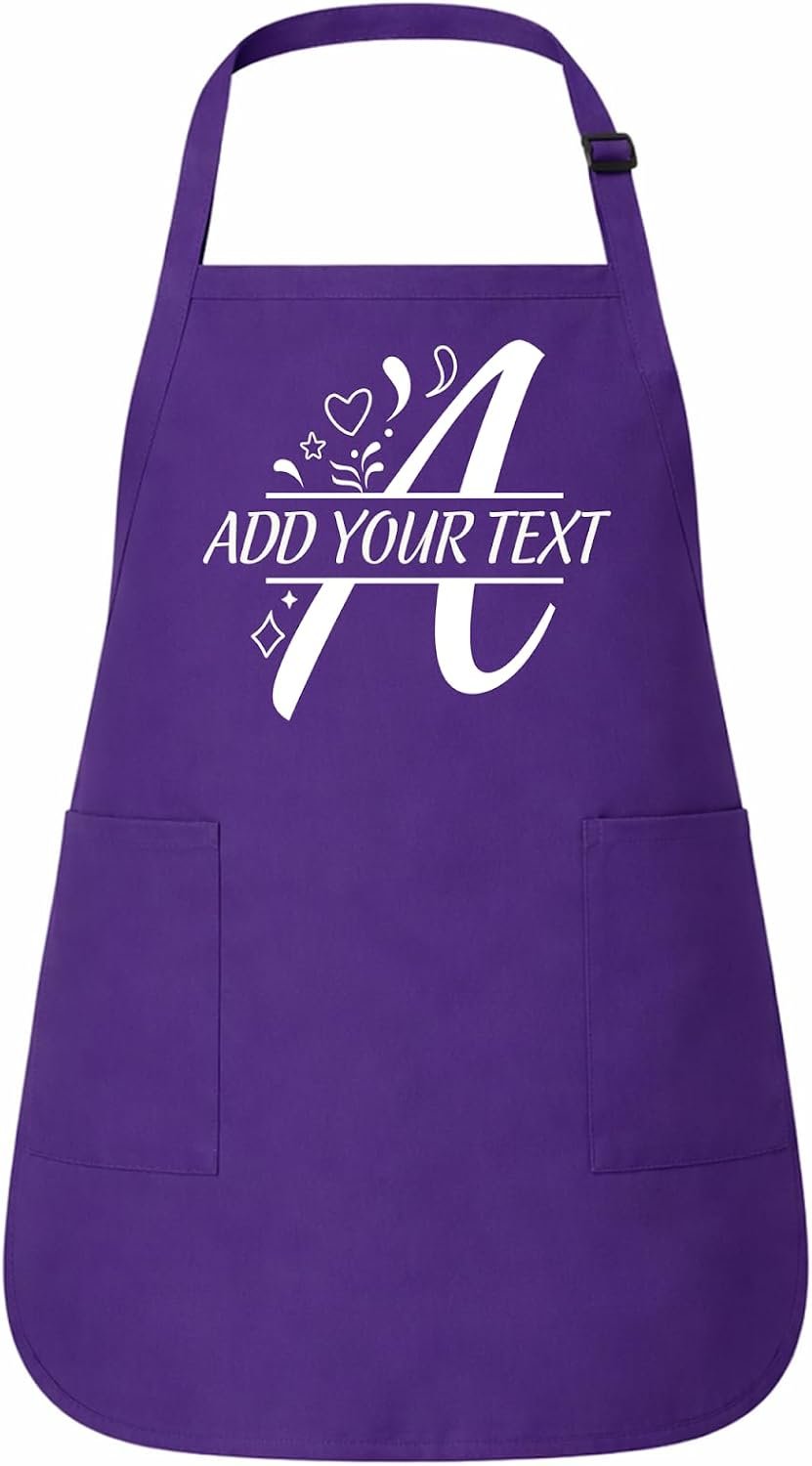 Custom Initial Monogram Apron for Women Men – Personalized Letter Cooking Kitchen Apron with Name