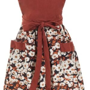 Cute Floral Aprons for Women with Pockets,Cotton Adjustable Neck Strap Apron for Kitchen Cooking Baking Gardening