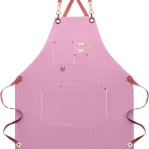 Dulabi Apron, Adjustable Chef Apron for Women and Men with Large Pockets, Cooking Kitchen Apron with Back Straps
