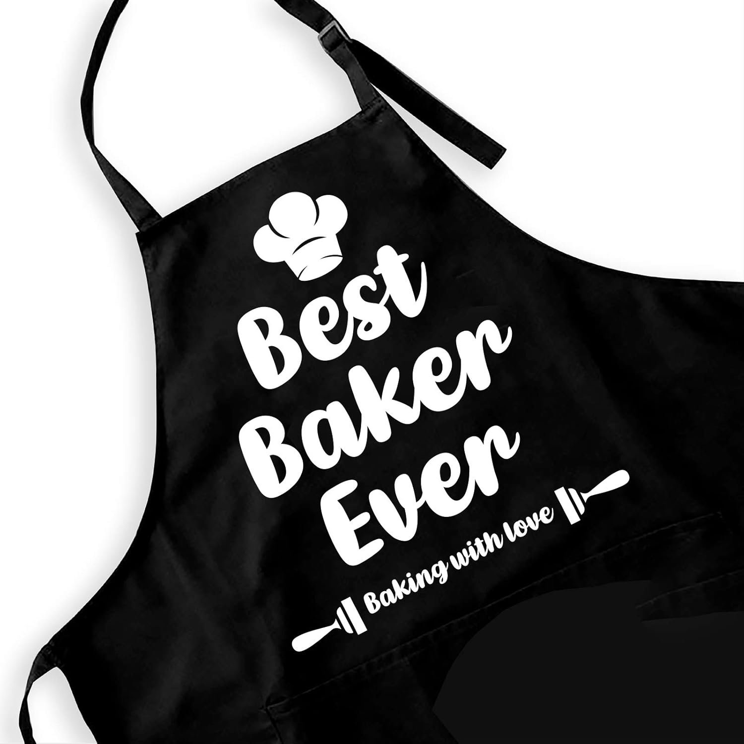 Funny Aprons Black Kitchen Chef Apron, 2 Pockets Adjustable Neck Strap for Cooking Baking BBQ Birthday Gifts