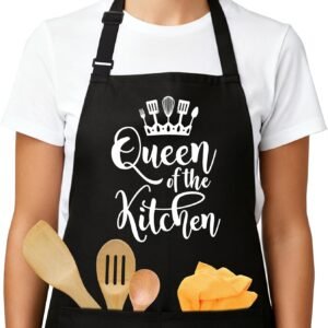 Funny Aprons for Woman Men, Cotton Aprons with Pockets for Grilling, Perfect for Cooking, Gardening, Bartending