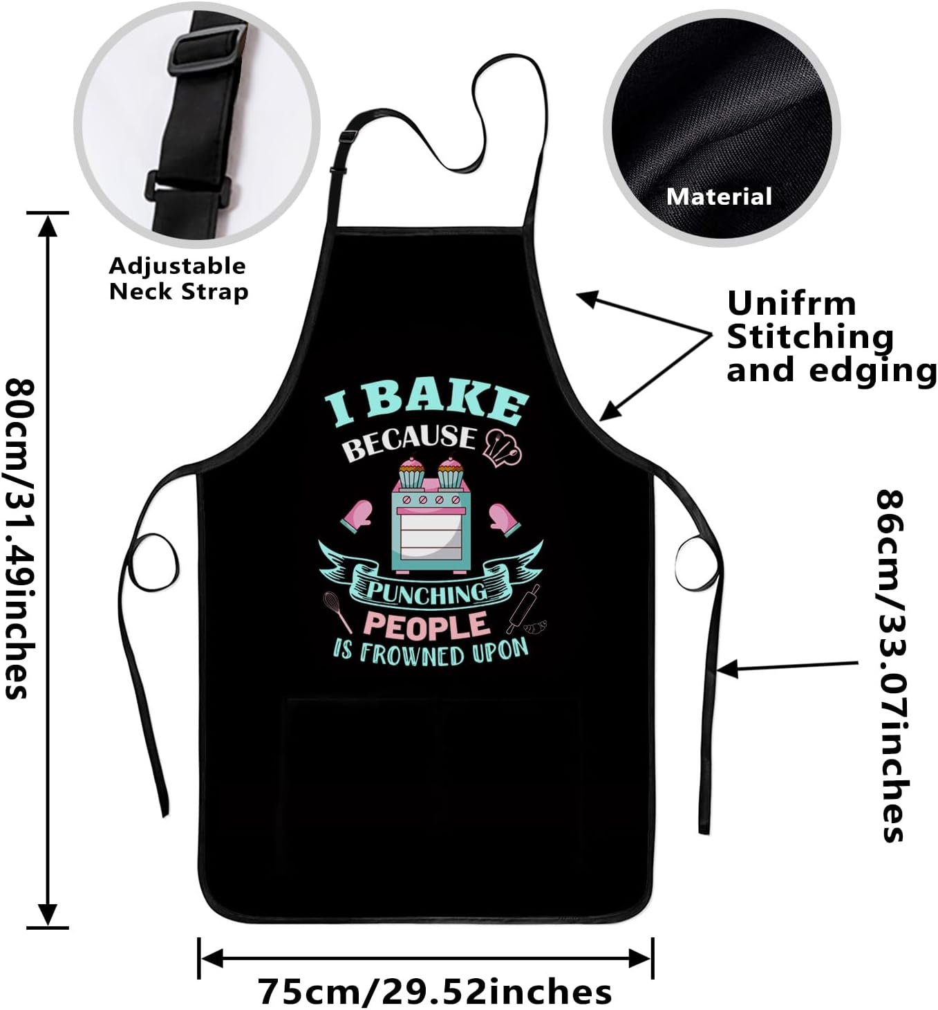 Funny Baking Apron for Women - Cute Cooking Aprons for Adults with 2 Pockets, Baking Supplies &Essentials for Home Bakers, Kitchen Apron Gifts for Mother's Day Birthday Christmas - Image 2