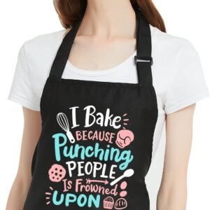 Funny Baking Aprons for Women with Pockets, Water Restistant Cooking Apron for Men Birthday Gift for Baker Dad Mom