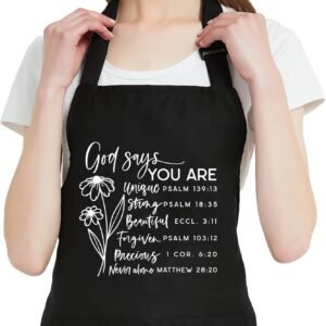 Funny Waterdrop Resistant Aprons for Women with 2 Pockets, Adjustable Bib Chef Kitchen Apron for Cooking Baking