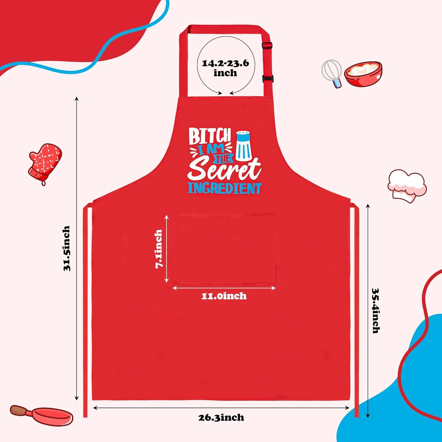 Haooryx Funny Cooking Aprons Cooking Baking Aprons Adjustable Neck Strap Baking Apron for Birthday Christmas New Year Gift - Image 2