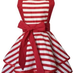 Hyzrz Lovely Handmade Cotton Retro Aprons for Women Girls Cake Kitchen Cook Apron for Mother's Gift (Red)