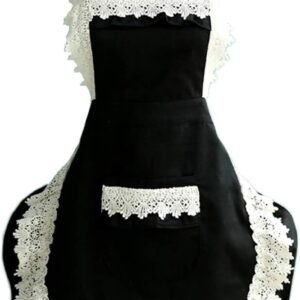 Hyzrz Lovely Home Work Adjustable Apron Shop Cake Kitchen Cooking Aprons for Women Girls with Pocket for Gift,Black