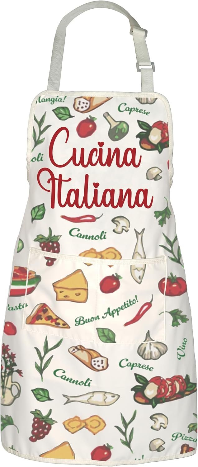 JNIAP Italian Foods Gift Cucina Italiana Kitchen Apron Italian Cooking Gift