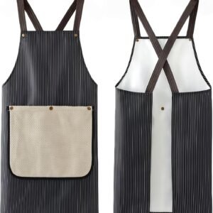 Kitchen Apron with Pockets Removable Hand Towel for Men and Women – Waterproof Cooking Apron for Home, BBQ, and Baking – No-Tie Cross Back, Durable, Comfortable, Easy to Clean