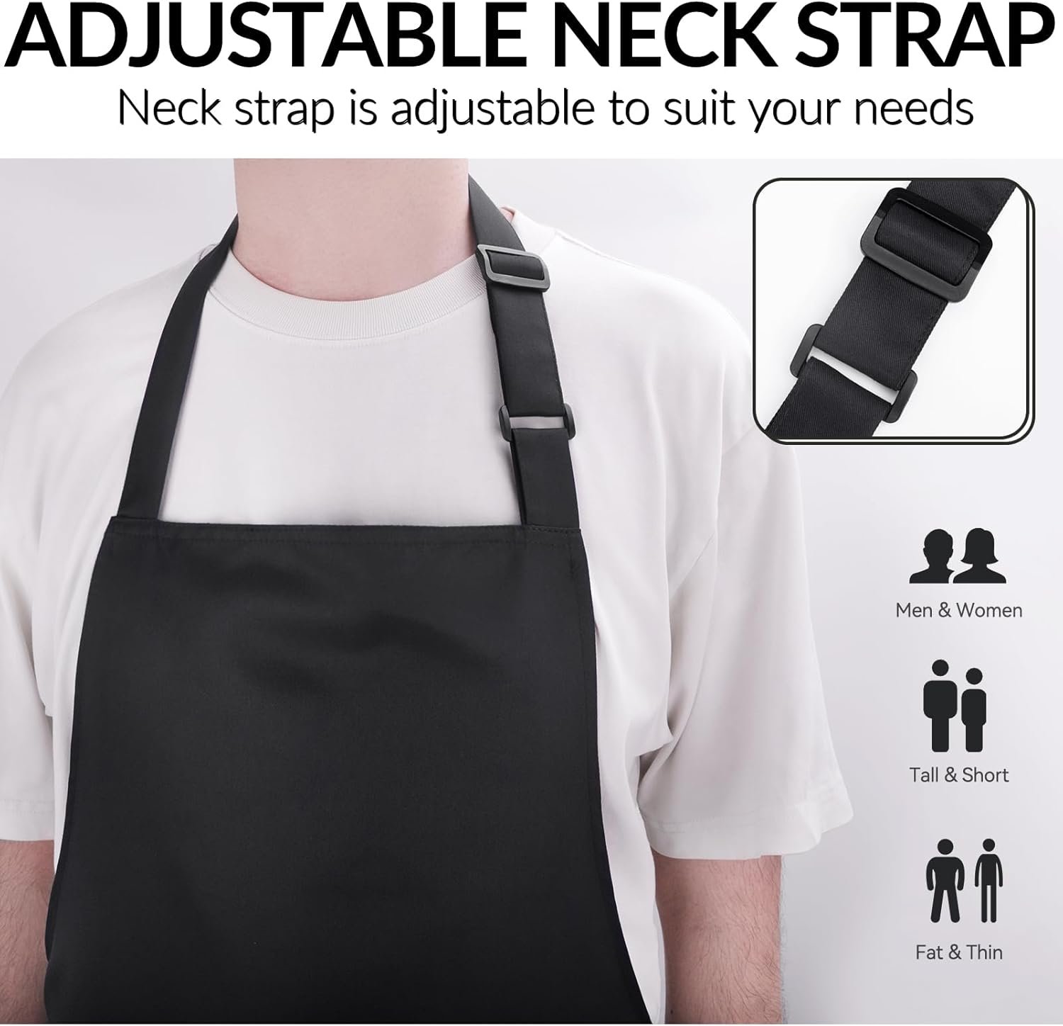 Large Chef Apron for Men and Women, Cooking Kitchen Aprons with 2 Large Pockets Water Oil Resistant - Image 2