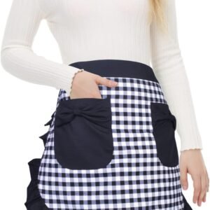 Love Potato Waist Apron with Pockets, Fashion Kitchen Cooking Restaurant Bistro Half Aprons for Girl Woman