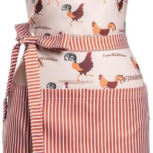 Lovely Flower Pattern Retro Aprons With Large Pockets for Women Girls Cooking Kitchen Bakery Mother's Gift