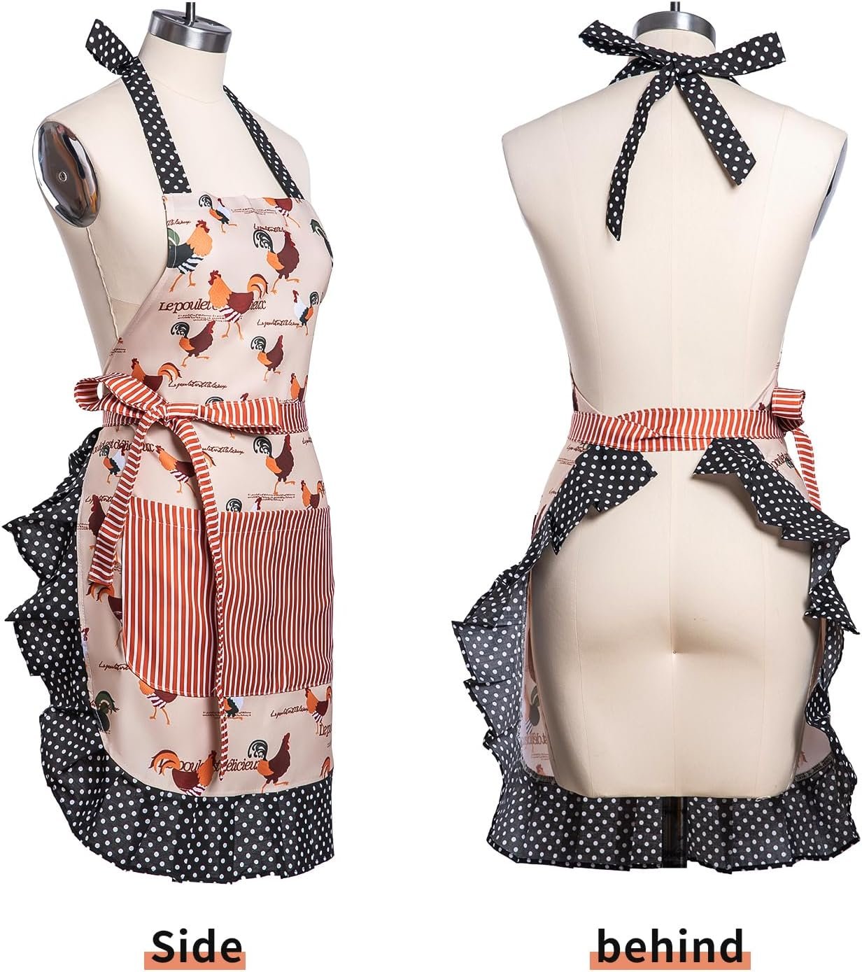 Lovely Flower Pattern Retro Aprons With Large Pockets for Women Girls Cooking Kitchen Bakery Mother's Gift - Image 2