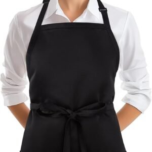 NLUS Kitchen Cooking Apron with 3 Pockets, Adjustable Bib Apron Chef Aprons for Women Men