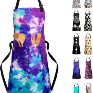 Sosolong Adjustable Waterproof Apron Bib Apron with 2 Pockets Cooking Kitchen Aprons for Women Men Chef
