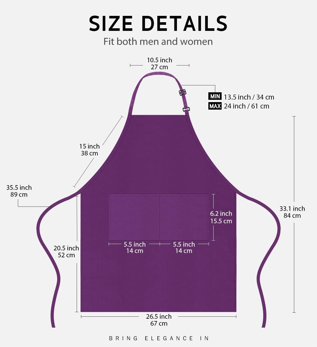 Syntus Apron for Men Women, Adjustable Cooking Kitchen Chef Aprons with 2 Pockets, Cotton/Polycotton/Polyester - Image 2