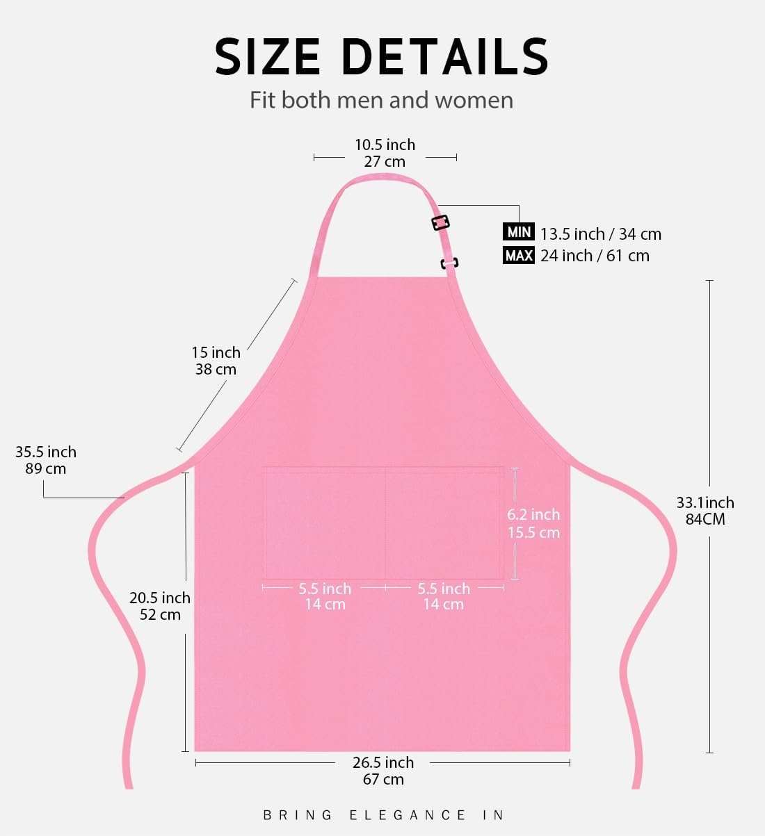 Syntus Apron for Men Women, Adjustable Cooking Kitchen Chef Aprons with 2 Pockets - Image 2