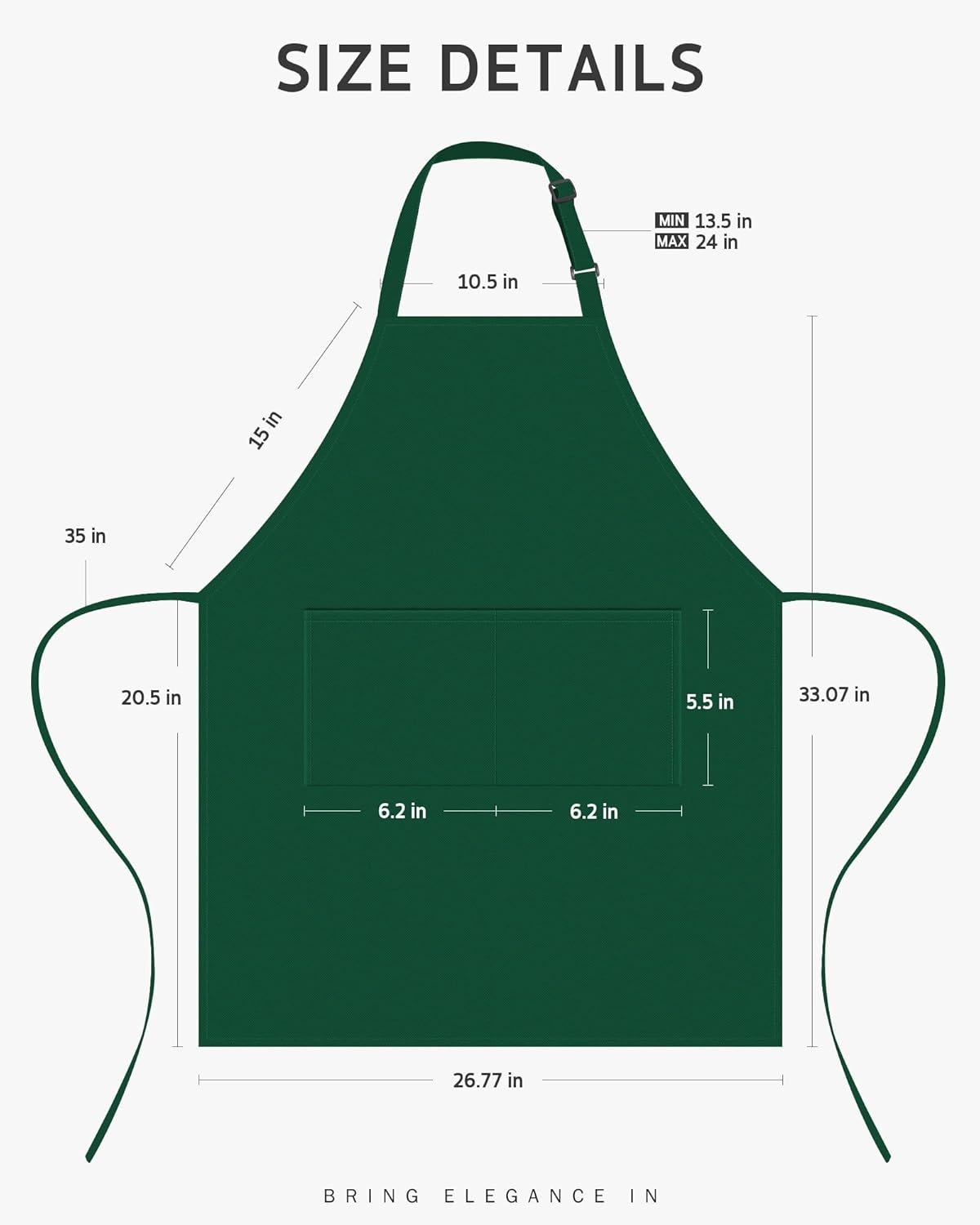 Syntus Chef Apron for Men Women Kitchen Cooking Apron with Pockets, Adjustable Bib Aprons Stain Resistant - Image 2