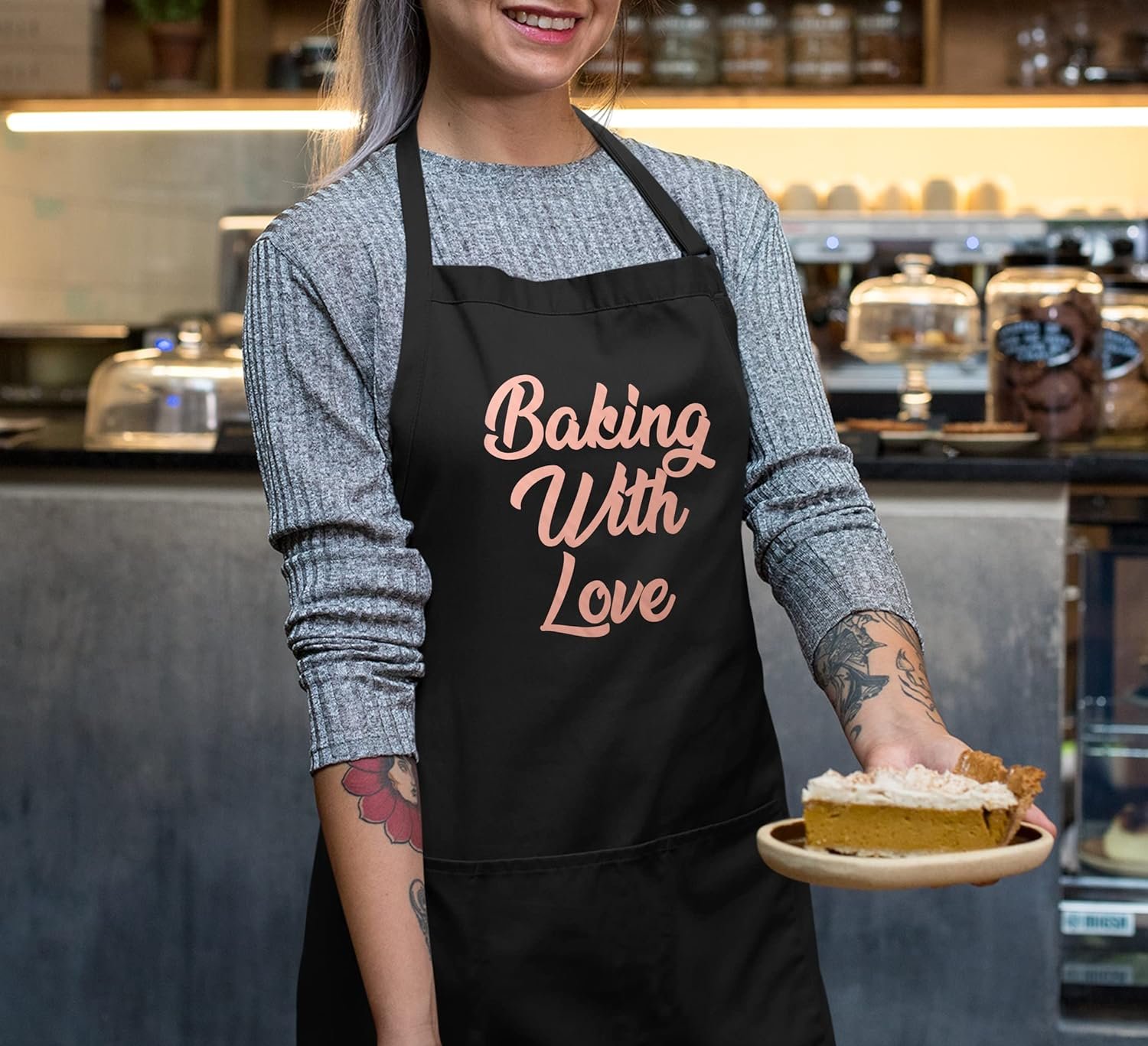 TEEAMORE Custom Aprons for Women Men Add Your Text Personalized Chef Kitchen Apron - Image 2