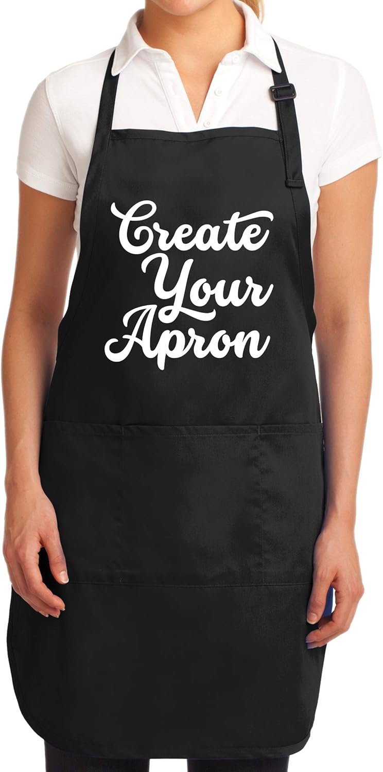 TEEAMORE Custom Aprons for Women Men Add Your Text Personalized Chef Kitchen Apron