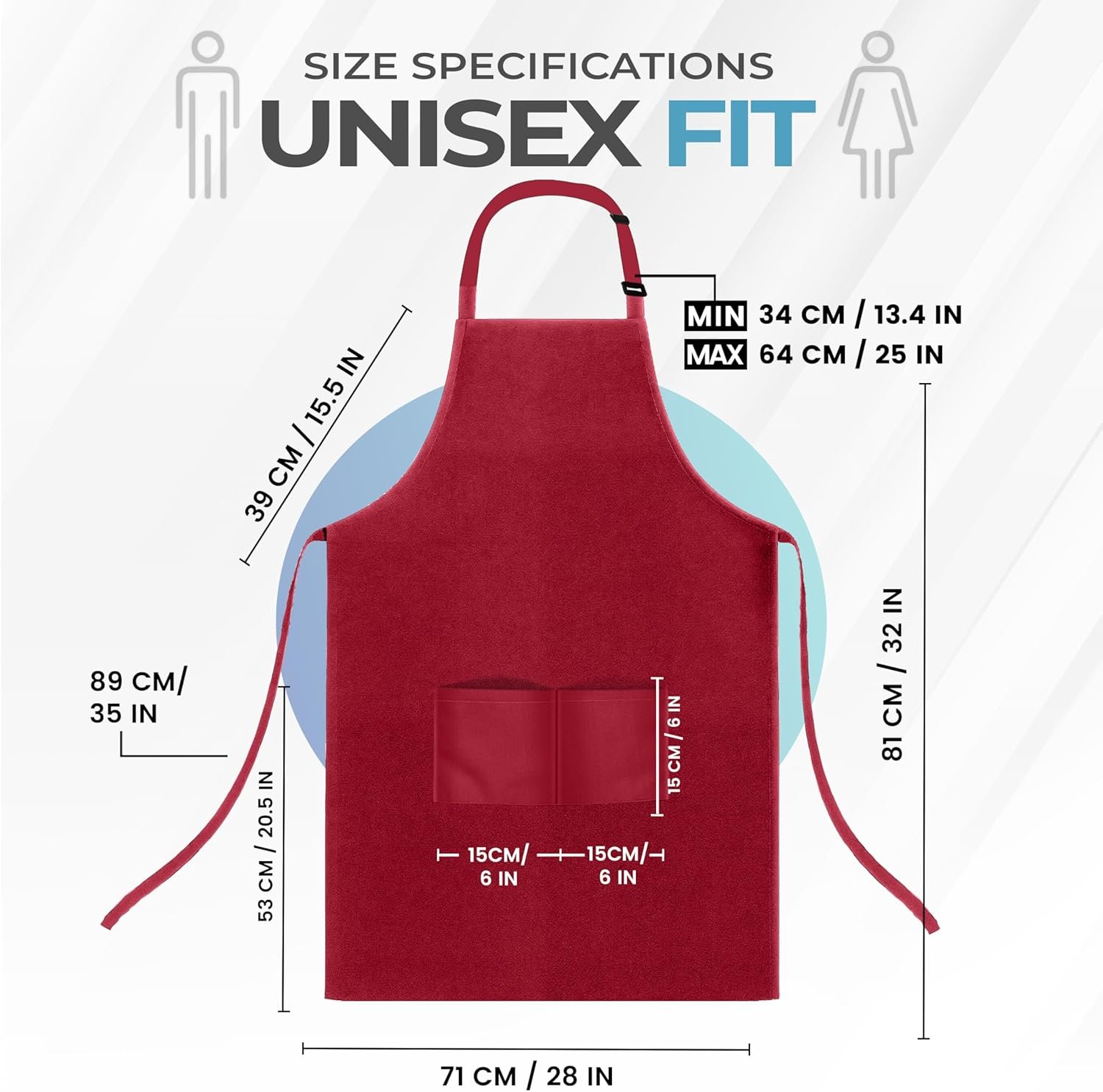 Utopia Kitchen 4 Pack Bib Apron Adjustable with 2 Pockets, Water and Oil Resistant, Cooking Kitchen Chef Apron for Women Men - Image 2