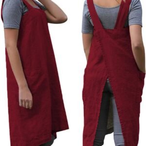 WROLEM Women's Cross Back Pinafore Apron with Large Pockets Home Kitchen, Restaurant, Coffee house,Cooking Gardening Works