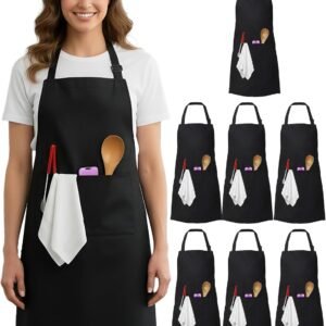 Xeoxarel Chef Apron for Men and Women, 31" x 27" Large with 36" Waist Ties, 2 Pockets, Kitchen Cooking Aprons
