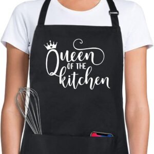 Xornis 100% Cotton Funny Apron with 2 Pockets for Men Women BBQ Grilling Adjustable Bib Black Aprons Gifts Cooking Kitchen