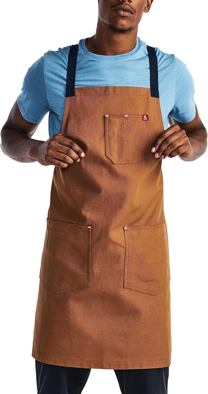 hedley & bennett Crossback Chef Apron – Professional Kitchen Apron for Men & Women – 100% Cotton Canvas, 8oz Fabric – Denver Brown