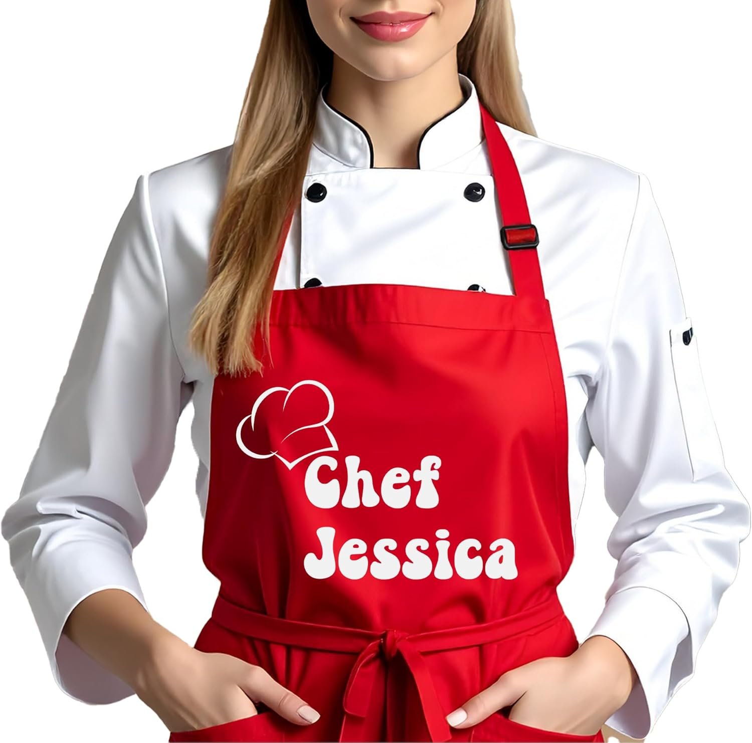 Personalized Chef Apron, Personalized Gift for Dad or Mom, Custom Apron Gift for Boyfriend, Husband, Brother, Wife, Birthday Gifts for Women or Men, Kitchen Cooking Aprons with Pockets - Image 3
