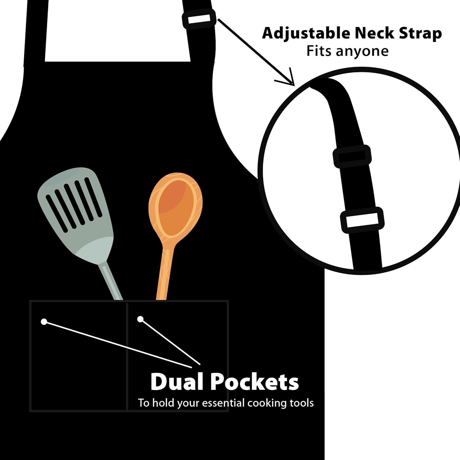 Personalized Chef Apron, Personalized Gift for Dad or Mom, Custom Apron Gift for Boyfriend, Husband, Brother, Wife, Birthday Gifts for Women or Men, Kitchen Cooking Aprons with Pockets - Image 5