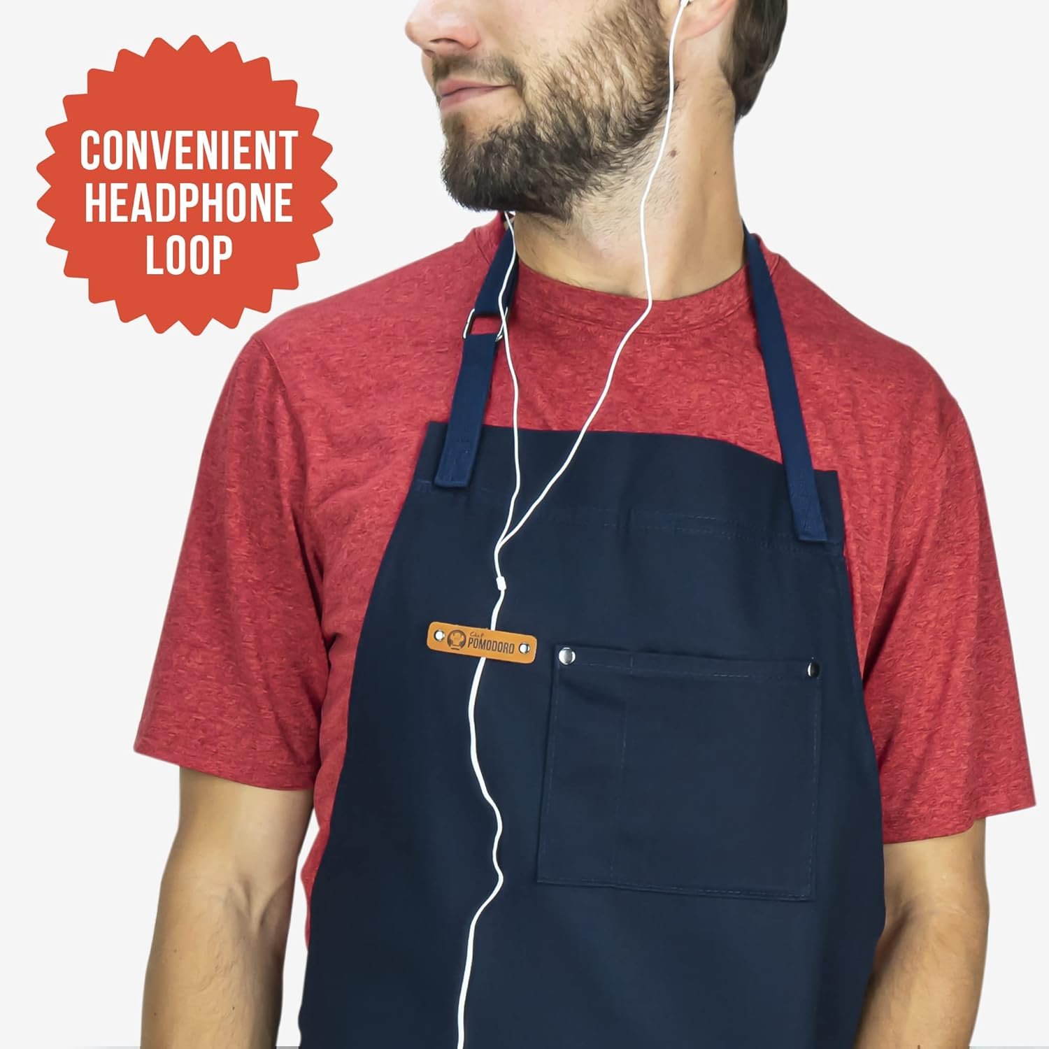 Chef Pomodoro Chef Apron for Men and Women - Kitchen Apron with Pockets & Adjustable Neck Straps - Cooking Apron 100% Cotton - Image 4