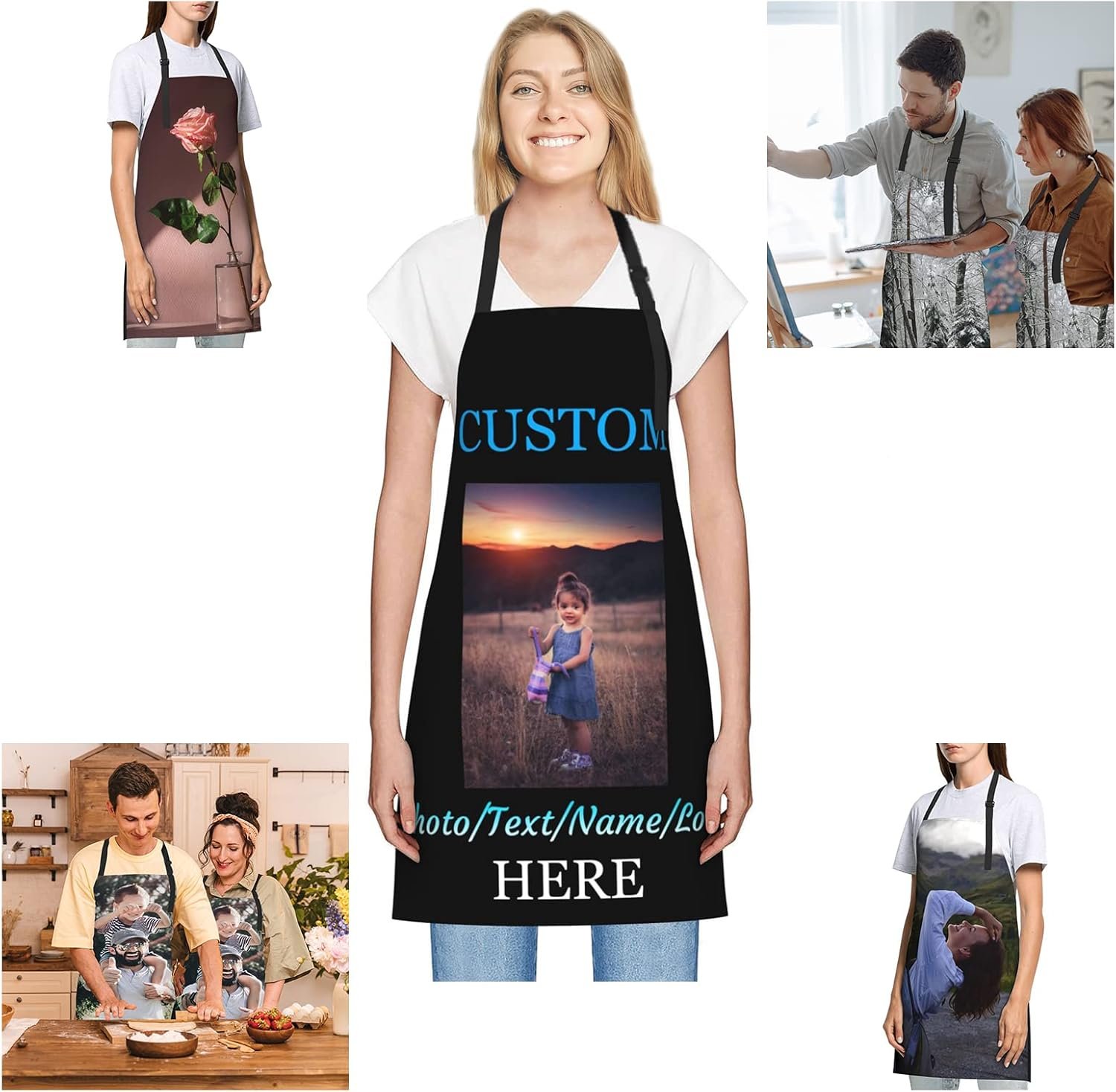 Personalized Add Your Own Photo Text Custom to Kitchen Apron Prepare Gift - Image 3