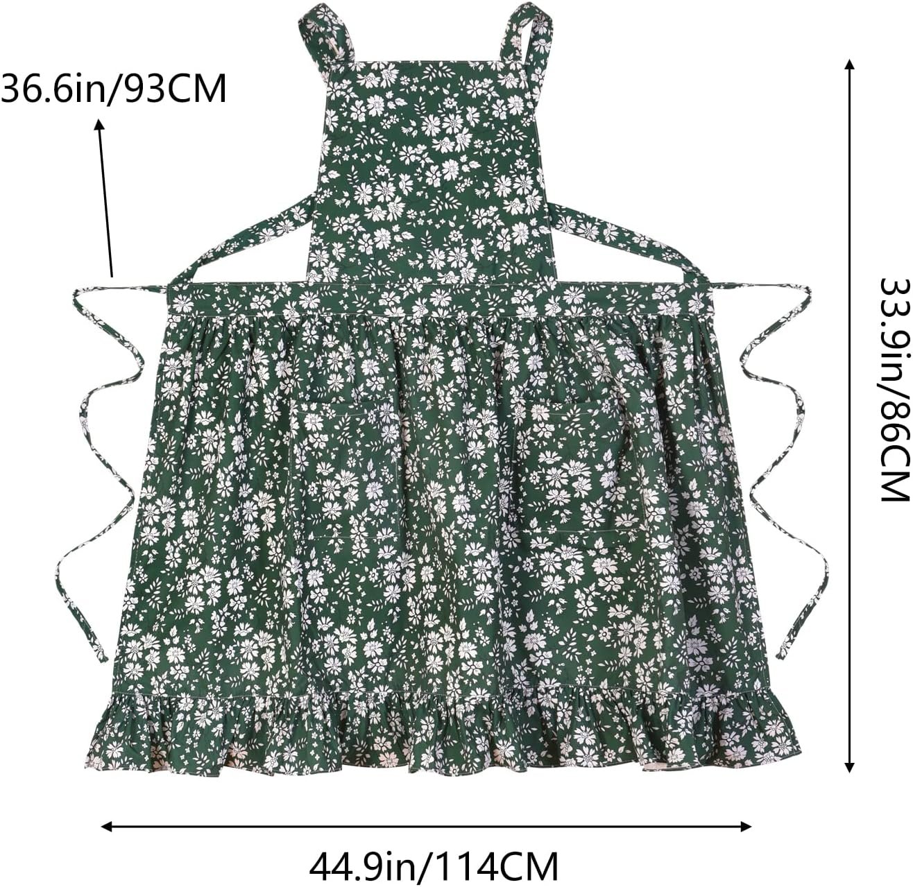 Pinknoke Vintage Pinafore Apron Dress for Women with Pockets Cute Floral Chef Aprons for Kitchen Cooking Baking Gardening - Image 6