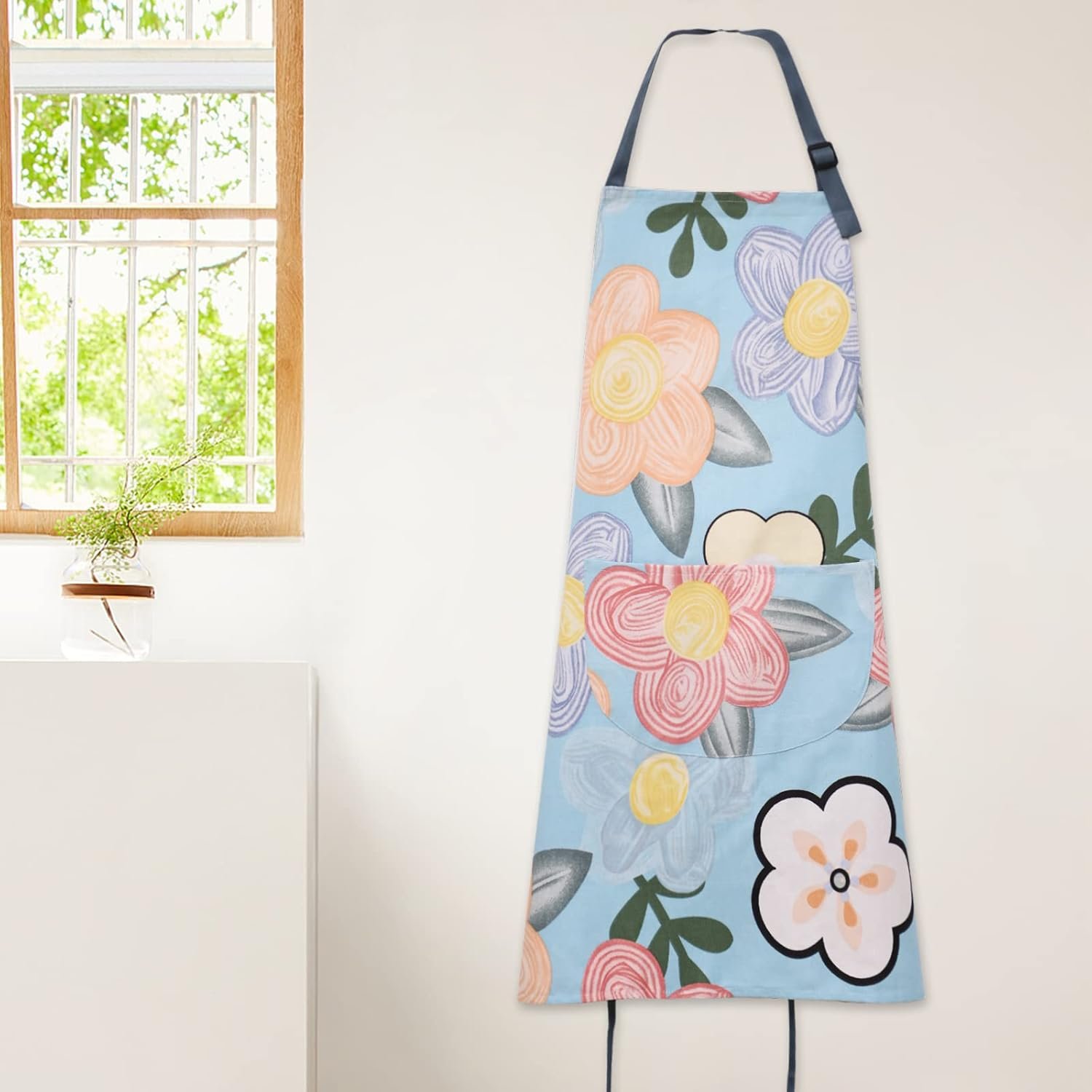 2 Pack Floral Apron for Women with Pockets, Adjustable Cotton Chef Aprons for Kitchen, Cooking, BBQ & Grill - Image 9