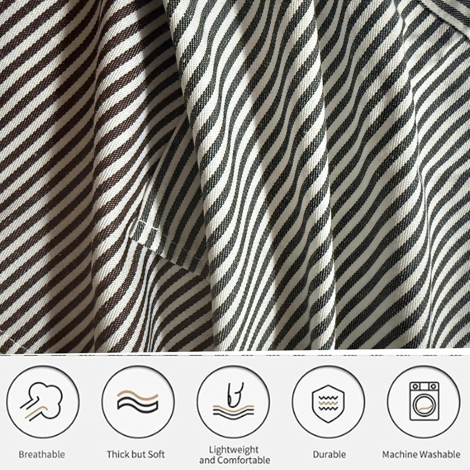 Kitchen Apron with 3 Pocket, Adjustable Server Apron, Waitress Apron with Pockets Stripes - Image 6