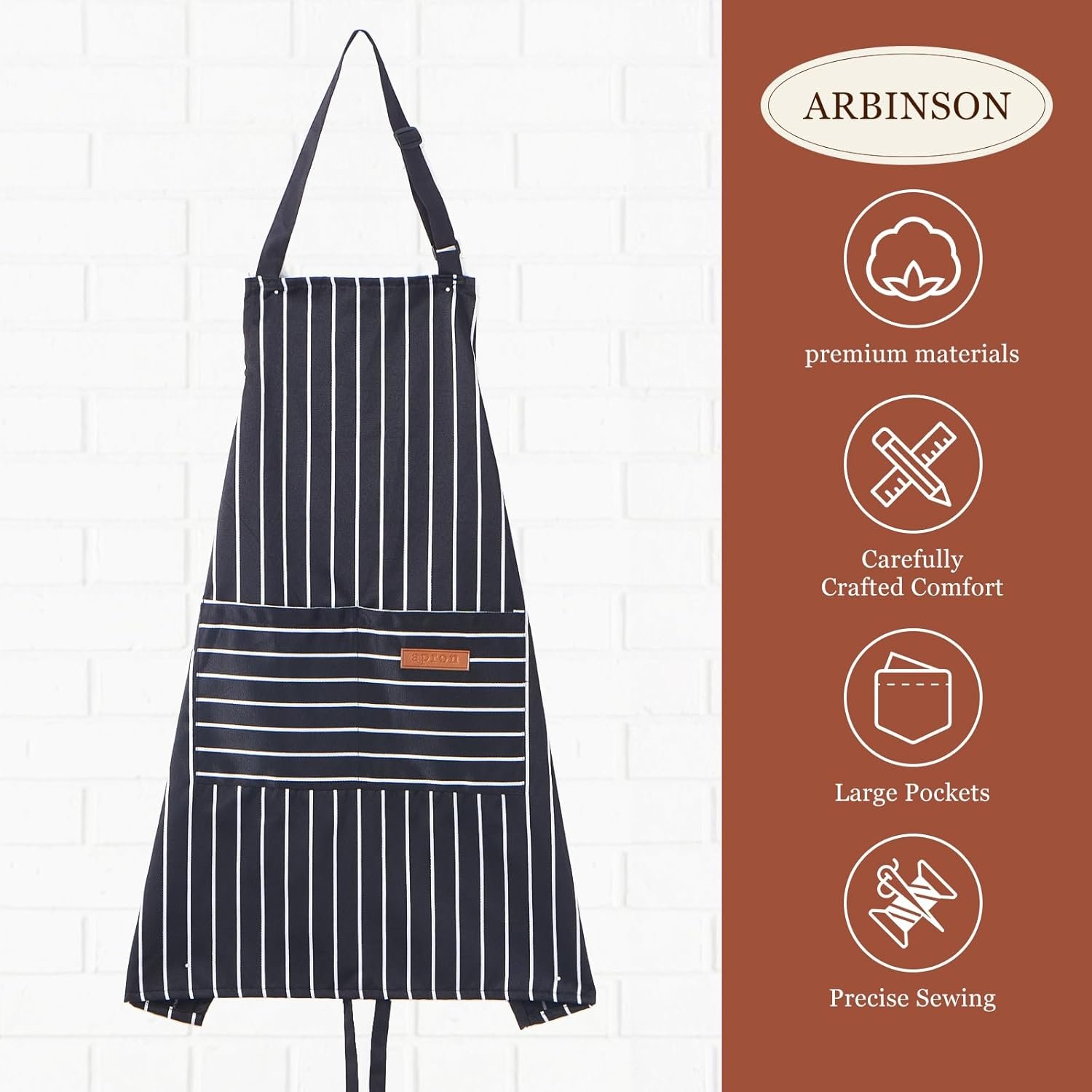 2 Pack Cooking Aprons Adjustable Bib Apron for Women with 2 Pockets, Kitchen Restaurant Men Chefs Aprons - Image 3