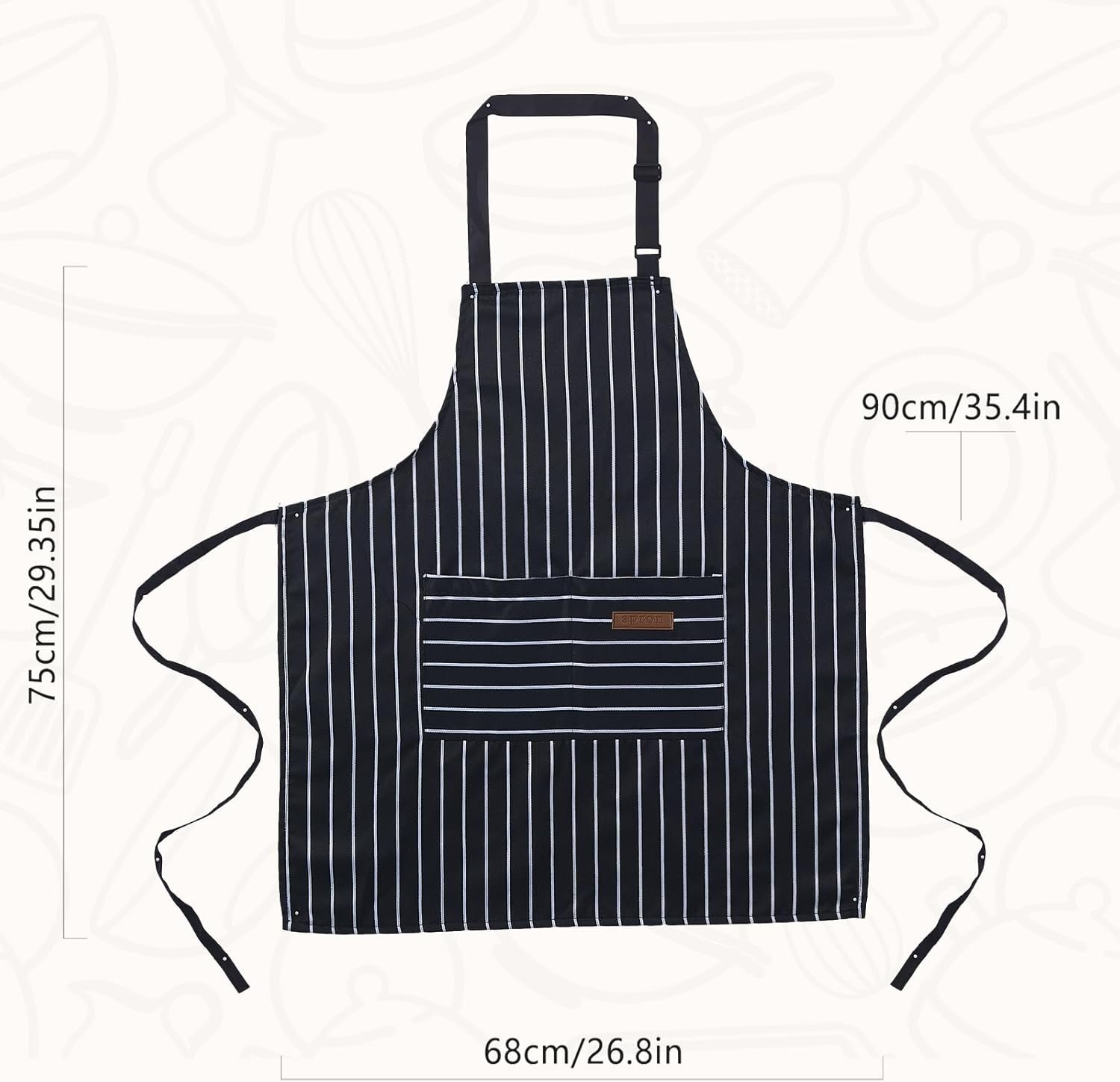 2 Pack Cooking Aprons Adjustable Bib Apron for Women with 2 Pockets, Kitchen Restaurant Men Chefs Aprons - Image 4