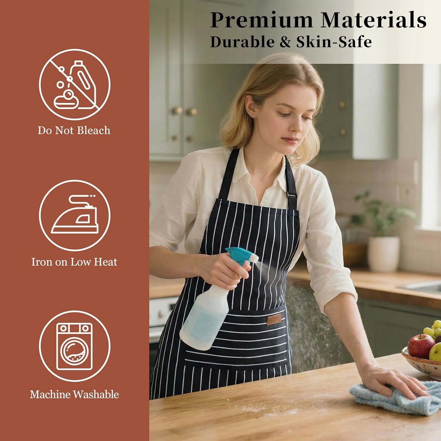 2 Pack Cooking Aprons Adjustable Bib Apron for Women with 2 Pockets, Kitchen Restaurant Men Chefs Aprons - Image 5