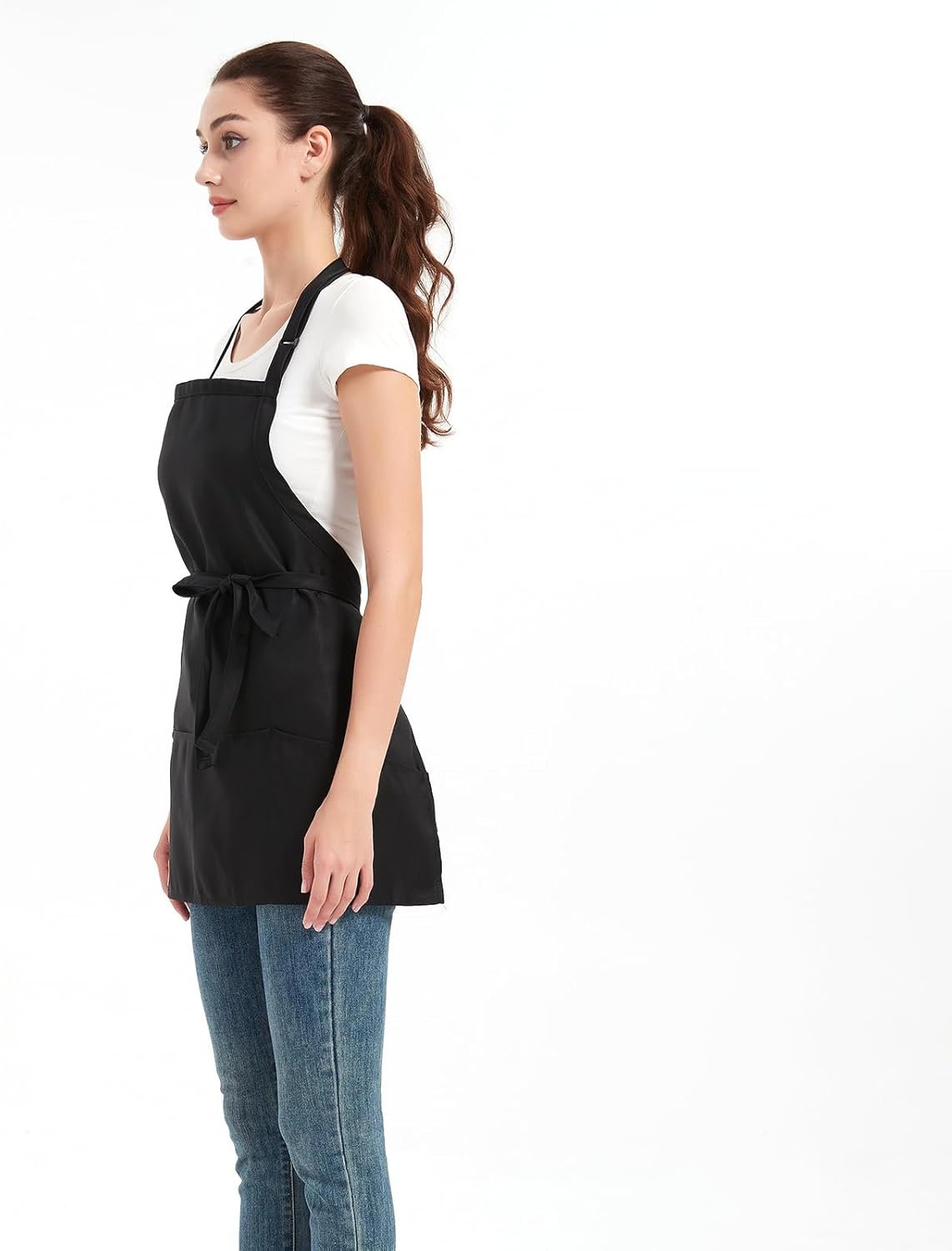 Aprons for Women with 3 Pockets, Cooking Apron with Waterproof Coating, Chef Apron Adjustable Neck Strap - Image 3
